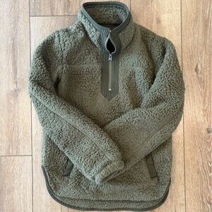 Abercrombie Army Green Sherpa Quarter Zip Up